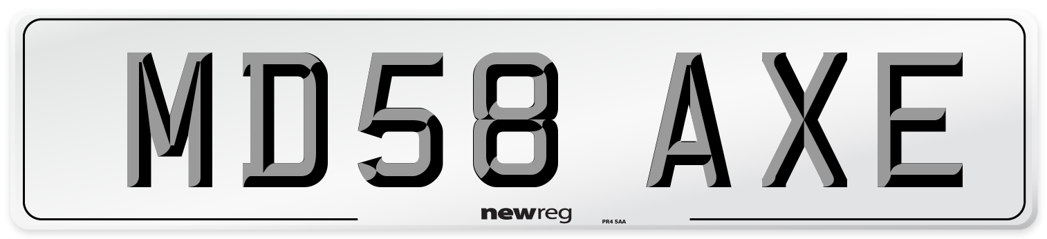 MD58 AXE Number Plate from New Reg